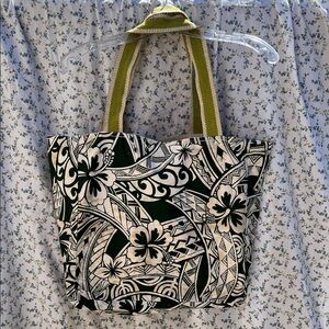 Handcrafted Elegant Floral Tote Bag - Black and Green